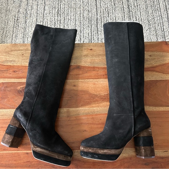 New Tory Burch Platform Tall Knee High Suede Boots - Picture 5 of 8